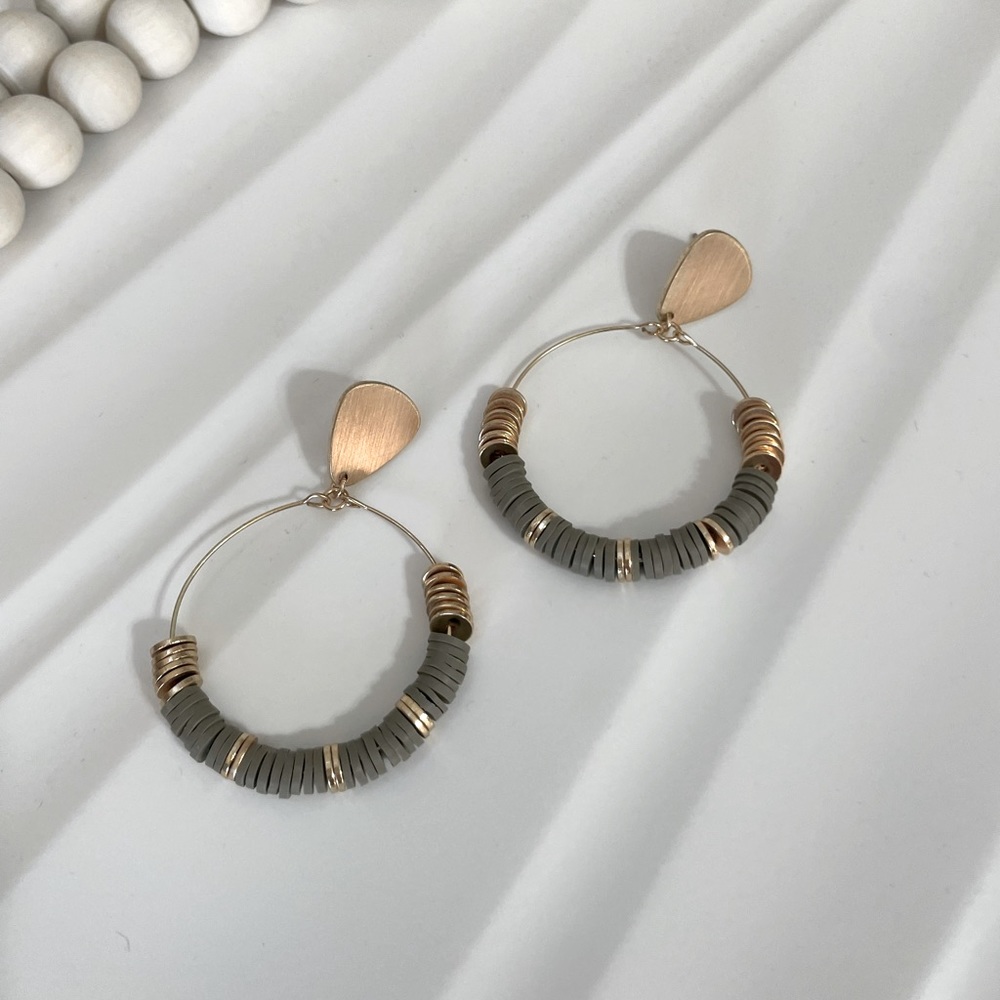 Gold and Sage Green Dangle Earrings